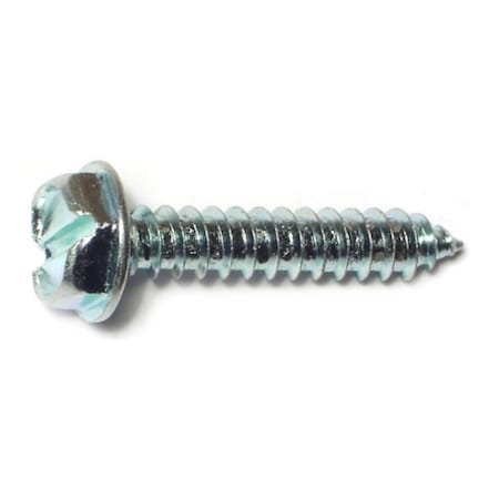 Midwest Fastener Sheet Metal Screw, #10 x 1 in, Zinc Plated Steel Flange Hex Head Slotted Drive, 100 PK 02937